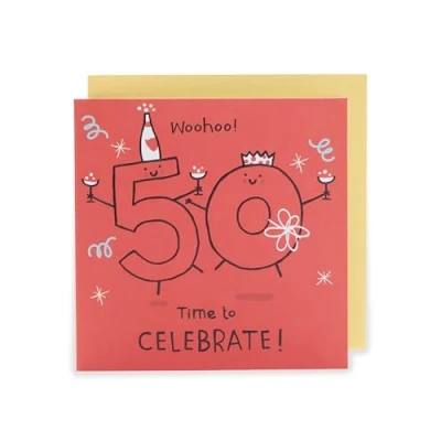 Image of UK Greetings 50th Birthday Card for Him/Her/Friend Red Design