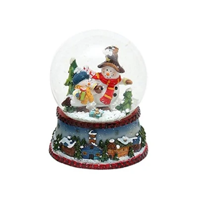 Image of Beautiful Small Snow Globe with Snowman Red Scarf, Dimensions Approx. 9 x 7 cm/Diameter 6.5 cm