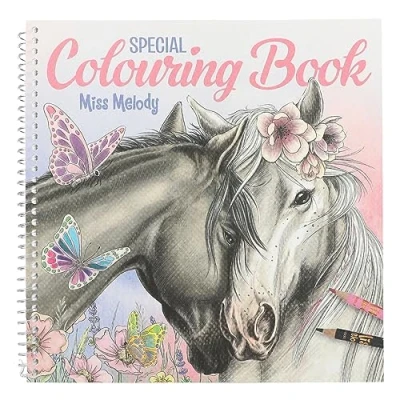 Image of Depesche 12469 Miss Melody Special Colouring Book with 20 Dream Horses Designs for Pencils or Freshwater Paint, Multi Colour