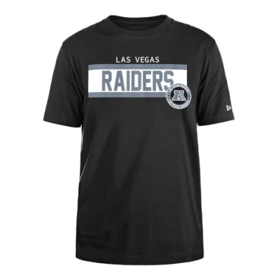 Image of LAS VEGAS RAIDERS New Era Cap NFL Regular T Shirt High Density Ink Screenprint Front Graphic Original Team Color Unisex Black