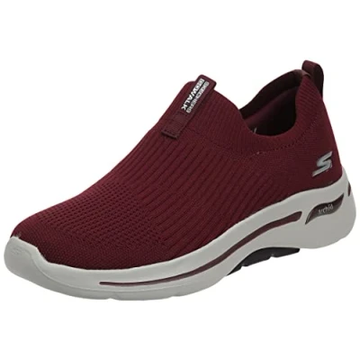 Image of Skechers Women&#039;s Go Walk Arch Fit Iconic Sneaker, Burgundy, 3 UK