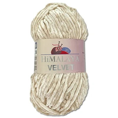 Image of Wohnkult Himalaya 100 g Velvet Dolphin Wool 40 Colours to Choose From Chenille Knitting Yarn Fluffy Shine Accessory Clothing Blankets (90042, Beige)