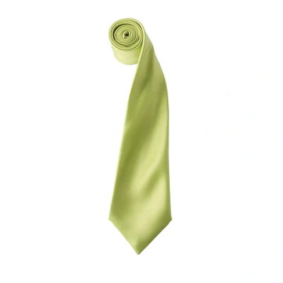 Image of Premier Mens Plain Satin Tie (Narrow Blade) (Pack of 2) (Lime) Green One Size