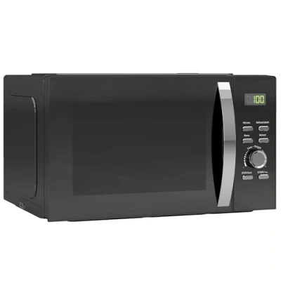 Image of HOMCOM 23L 800W Microwave Oven, Digital Solo with 5 Power Levels, Automatic Defrost, 8 Auto Cook Menus, 60 Minutes Timer, Clock, Easy Clean, Small Black