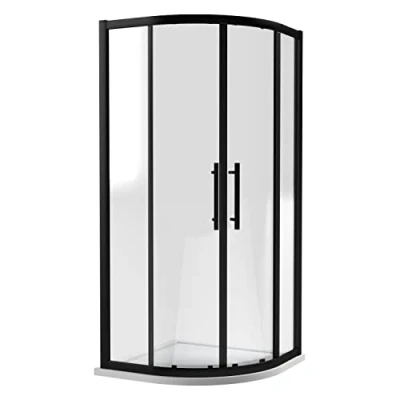 Image of Hudson Reed M900QBP E8 Apex Modern Bathroom 8mm Toughened Safety Glass Easy Fit Quadrant Shower Enclosure, 900mm x 900mm, Matt Black