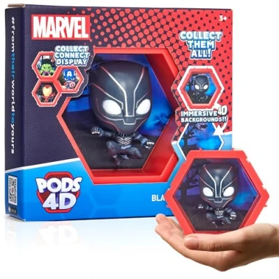 Image of WOW! PODS 4D Marvel Black Panther Unique Connectable Collectable Bobble head figure that Bursts from their World into Yours Wall or Shelf Display Toys and Gifts Series 1 no. 411