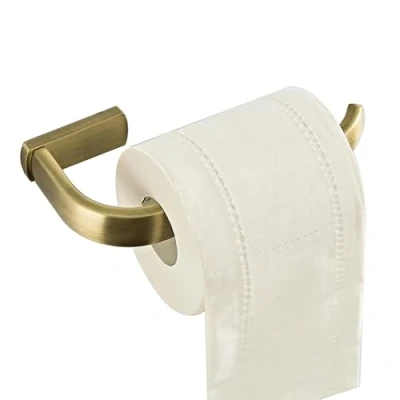 Image of Flybath Toilet Roll Holder Antique Brass Bathroom Loo Paper Towel Stand Wall Mounted, Brushed Bronze