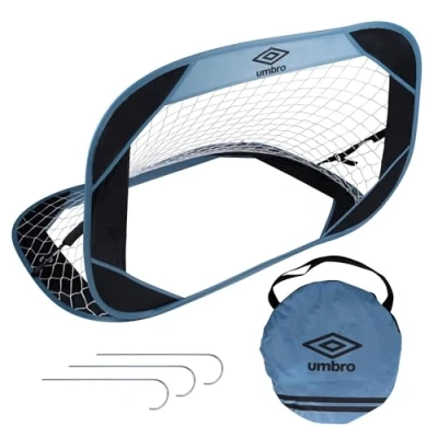 Image of Umbro Pop Up Football Goal 110 x 78 cm Includes Travel Bag Training Equipment For All Ages Indoor and Outdoor Black/Yellow