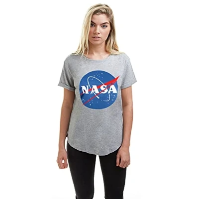 Image of Nasa Women&#039;s Circle Logo T Shirt, Grey (Grey Marl SPO), 10 (Size:Medium)