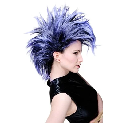 Image of Wig ME UP Party/Fancy Dress/Halloween Mohawk 80ies Wave Glam Punk Black &amp; Blue