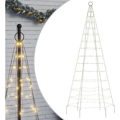 Image of vidaXL LED Christmas Tree on Flagpole 200 LEDs Warm White 180 cm