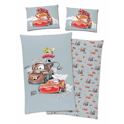 Image of Disney Cars Car Bed Linen 40 x 60 cm + 100 135 cm, 100% Cotton with Zip