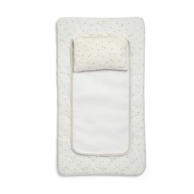 Image of Mamas &amp; Papas Luxury Baby Nappy Changing Mattress with Machine Washable Cover, Removable Towelling Insert Detachable Pillow, Welcome to The World, Natural