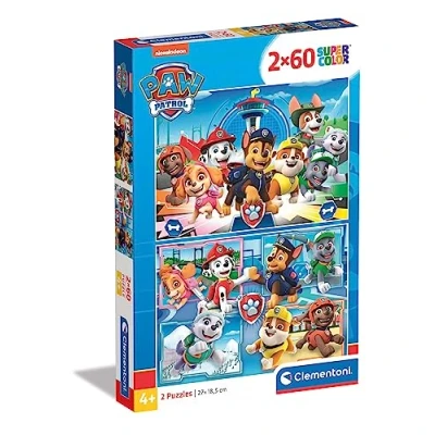 Image of Clementoni 21617, Paw Patrol Puzzle for Children, 2 x 60 pieces, Ages 5 Years Plus, Multi Coloured