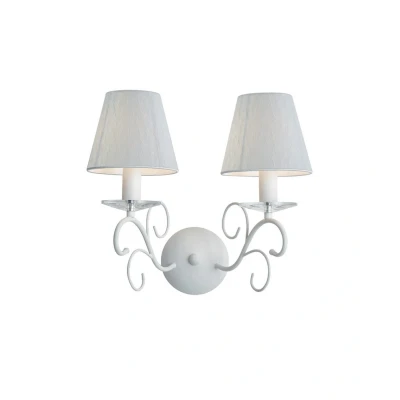 Image of PERLA 2 Light Wall Lamp with Shade White, K9 Crystals 35x35cm