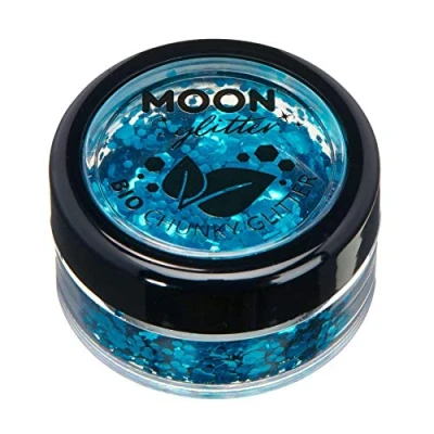 Image of Biodegradable Eco Chunky Glitter by Moon Blue Cosmetic Bio Festival Makeup for Face, Body, Nails, Hair, Lips 3g