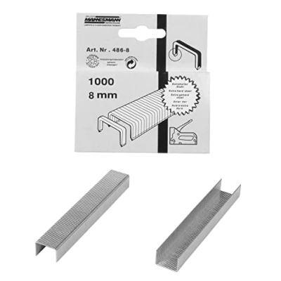 Image of Brüder Mannesmann Tools M 486 M483 and M484 Clips 8 mm Pack of 1000