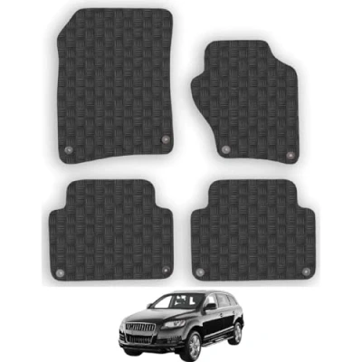 Image of 5mm Rubber Car Mats Compatible With Audi Q7 (2006 2016) Tailored Fit Floor Set Accessory Custom Anti Slip Backing Heavy Duty Waterproof Easy Clean Durable All Weather Full Coverage