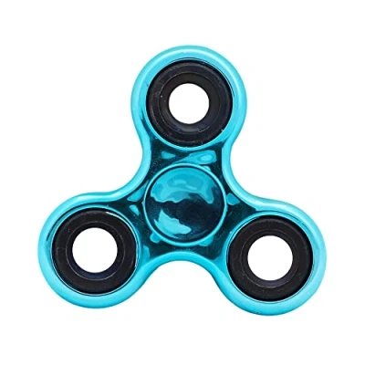 Image of Toyland® Fidget Hand Spinner Stress and Anxiety Relief Assorted Colours (Metallic Turquoise &amp; Black Rings)