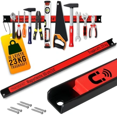 Image of Deuba® Magnetic Strip 60cm / 23&#039; Length 23kg Load Capacity Including Mounting Material Efficient Tool Storage Set Garage Workshop Shed