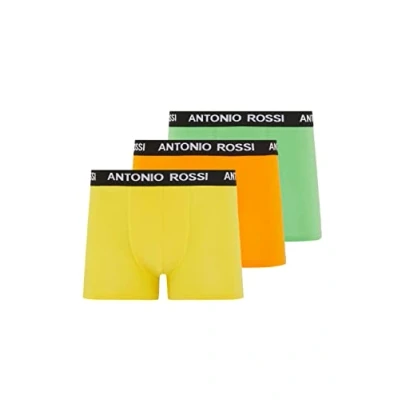 Image of ANTONIO ROSSI (3/6 Pack) Men&#039;s Fitted Boxer Hipsters Mens Boxers Shorts Multipack with Elastic Waistband Cotton Rich, Comfortable Underwear, Orange, Yellow, Green (3 Pack), S