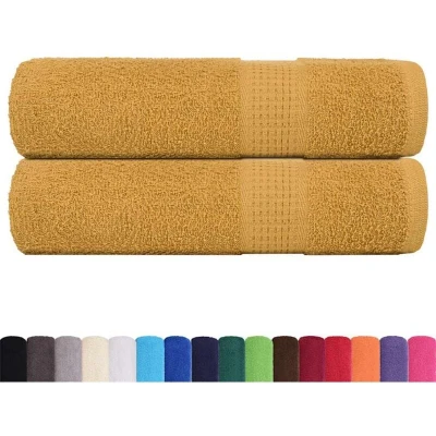 Image of vidaXL Hand Towels 2 pcs Gold 50x100 cm 360 gsm 100% Cotton