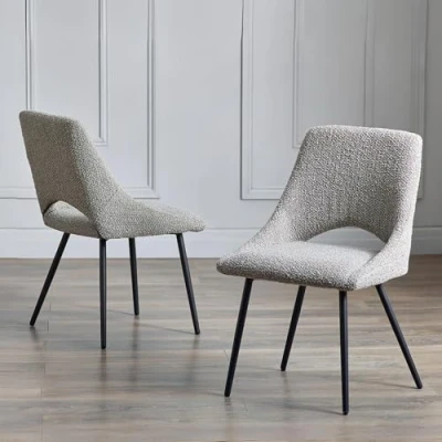 Image of Julian Bowen Set of 2 Iris Boucle Dining Chairs Grey, 84 x 61 52