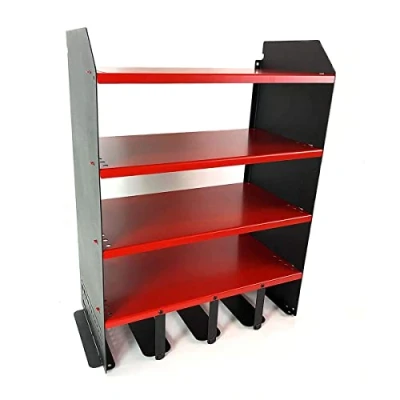 Image of MegaMaxx Power Tools Storage Charging Station with 4 Tool Hanging Capacity and Shelf Wall Mount Toolbox Rack Cabinet for Home, Workshop, DIY Garage Hand Organiser (Red)