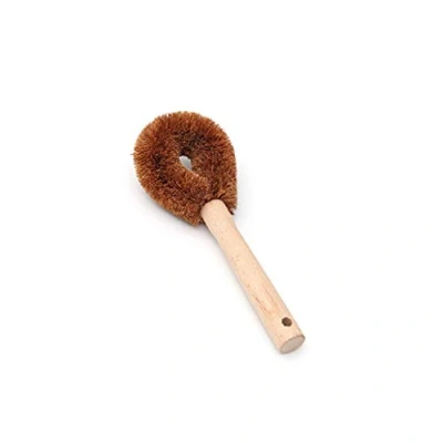 Image of YFairy Cleaning Brush with Wooden Handle, Kitchen, Coconut Fiber Solid Bristles, Dish Bottle Scrub Wash Tool