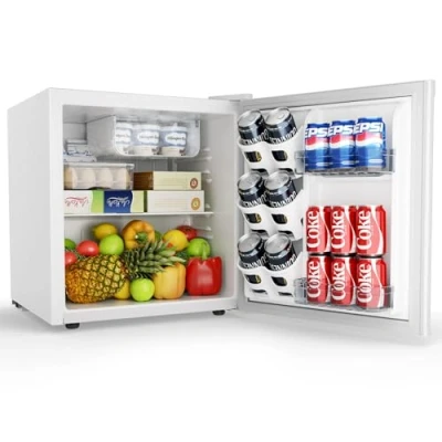 Image of EUHOMY 46L Mini Fridge Small Table Top with Reversible Door &amp; Chiller Box, 7 Level Adjustable Thermostat, Low Noise (39 dB) Perfect for Bedroom Office, Energy Efficient, White