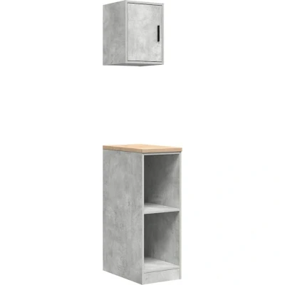 Image of vidaXL Garage Cabinets 2 pcs Concrete Grey Engineered Wood