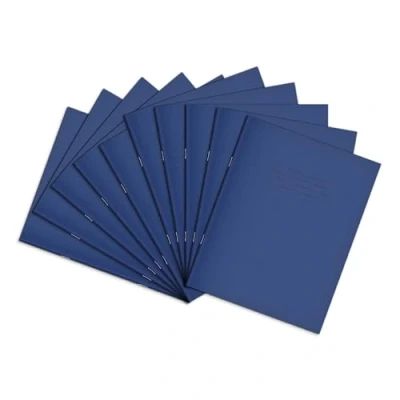 Image of Rhino A5+ Exercise Books, 48 Page / 8mm Lined with Margin Paper Notebook, 10 Pack, 9 x 7 Writing Book, Office &amp; School Stationery Supplies, Dark Blue