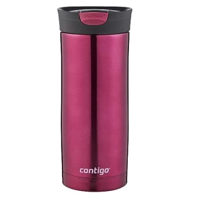 Image of Contigo Huron Snapseal Travel Mug Stainless Steel Thermal Vacuum Flask Leakproof Tumbler Coffee to Go with BPA Free Easy Clean Lid Vivacious 470 ml