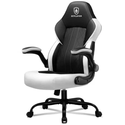 Image of GTPLAYER Gaming Chair, Ergonomic Racing Computer Chair Height Adjustable Executive 360 Swivel Office Desk (White)