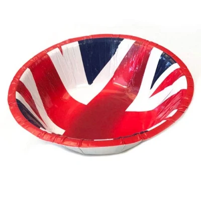Image of Union Jack Round Paper Bowls 18cm Pack of 10 British Celebrations