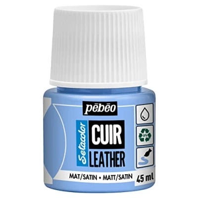 Image of PEBEO Setacolor Leather Acrylic Paint for and Leatherette Customization Bag, Shoe, Sneaker Resistance to scratches, folds, rubbing Matt/Satin finish Ice Blue 45 ml