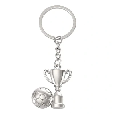 Image of TRIXES Silver Football Boot and Trophy Keyring WORLD CUP Accessory Charm Jewellery Christmas Birthday Gift Key Chain Ring Holder For Men Women