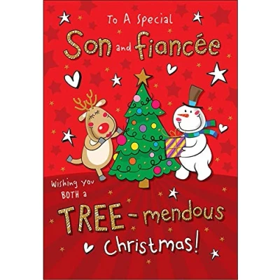Image of Piccadilly Greetings Traditional Christmas Card Son &amp; Fiancee 9 x 6 inches
