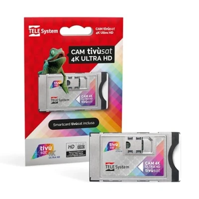 Image of TELE System Tivùsat Certified Cam 4K Ultra HD for Watching Channels in High Definition and 4K. Slot TV Decoder, Activate Smartcard Included. Series A with DAZN on tivùsat.
