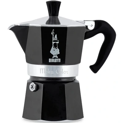 Image of Bialetti 4953 Moka Express Espresso Maker for 6 Cups, Aluminium, Black CD 6tz black,30 x 20 15 cm