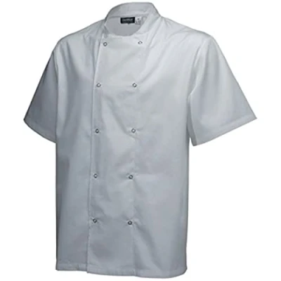 Image of Genware NEV NJ18 M Basic Stud Jacket, Short Sleeve, Medium, White