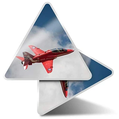 Image of 2 x Triangle Stickers 10 cm Red Arrows Plane RAF Fun Decals for Laptops,Tablets,Luggage,Scrap Booking,Fridges #14551