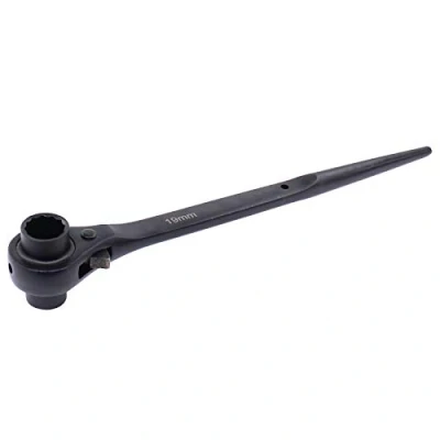 Image of HouYeen Ratchet Podger Spanner Scaffold Steel 17mm 19mm 2 Way Wrench Tool Black Double Sided