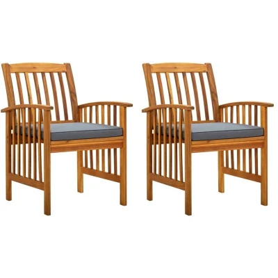 Image of vidaXL Garden Dining Chairs 2 pcs with Cushions Solid Acacia Wood