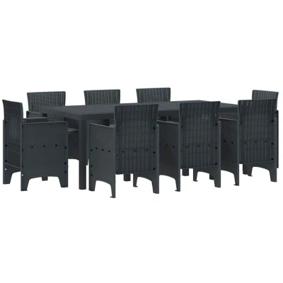 Image of vidaXL 9 Piece Garden Dining Set with Cushions Anthracite Poly Rattan