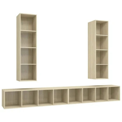 Image of vidaXL Wall mounted TV Cabinets 4 pcs Sonoma Oak Engineered Wood