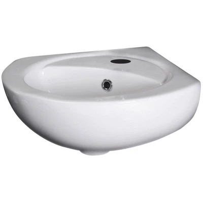 Image of nuie NCU862 Melbourne Modern Bathroom Wall Hung Corner 1 Tap Hole Basin, 165mm x 450mm, White
