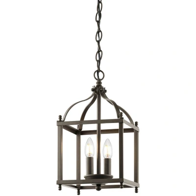 Image of Larkin 2 Light Small Ceiling Pendant Olde Bronze, E14