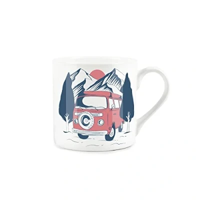 Image of Purely Home Mountain Sunset Campervan Mug Fine Bone China White Garden Coffee/Tea Present Gift