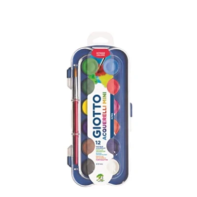 Image of GIOTTO Watercolour Set, 12 Blocks, Assorted Colours, Super Washable Ideal for Children, Parties and Schools